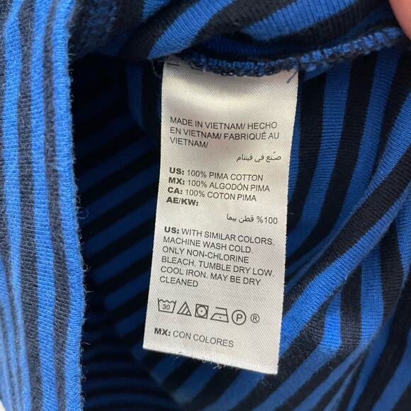 Chico's Top  Blue Striped Ultimate Tee Pima Cotton Side Slit 3/4 Sleeve size M/8 - Picture 9 of 9